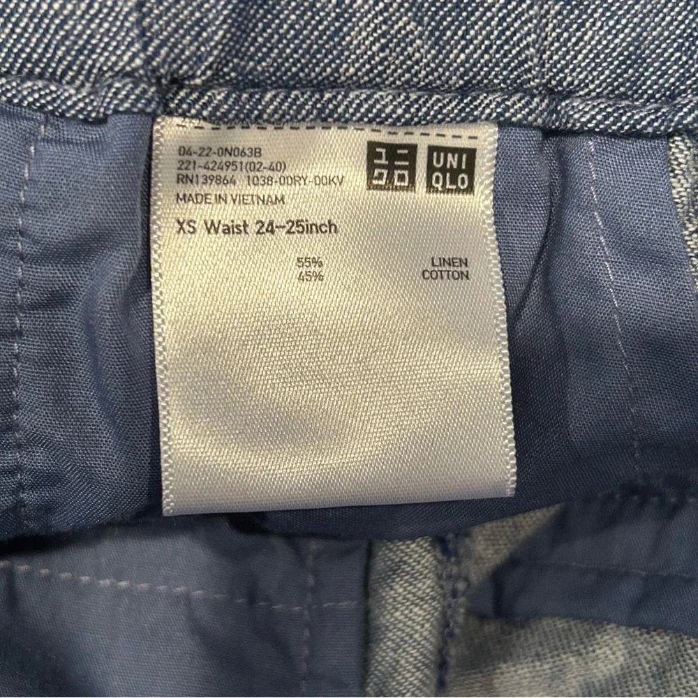 Uniqlo Linen Cotton Pull On Shorts Women’s XS Blue Elastic Waist Lightweight‎
